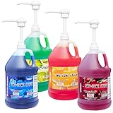 Mix & Match Concession Express Gallon Pure Cane Sno-Cone Syrup, No High Fructose Corn Syrup - W/Pumps (Case Of Four)