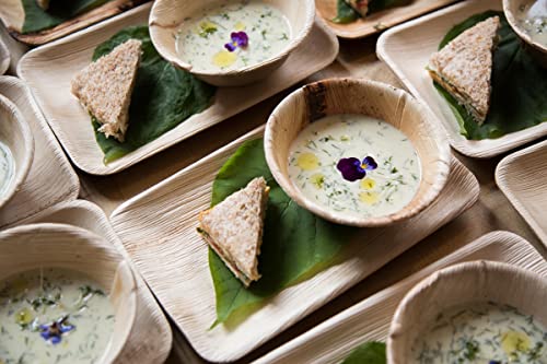 Naturally Chic 9X6 Inch Rectangular Palm Leaf Plates - 50 Pack - Same Like Disposable Wood Or Bamboo Plates - Eco Cocktail Plates For Appetizers Or Dessert - Biodegradable And Compostable #TOP3