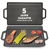 Gusseisen Grillplatte: Gusseiserne Wende-Grillplatte für Ofen, Herd und Grill, (Griddle, Herd Gusseisen, Warmhalteplatte) (M (46 cm x 23 cm))
