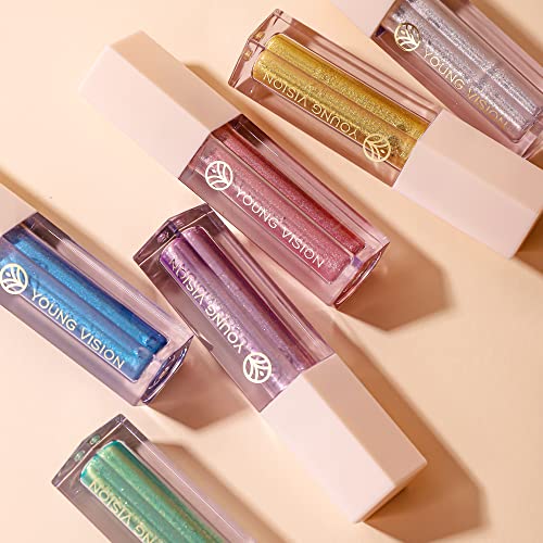 Young Vision Liquid Glitter Eyeshadow, Metallic & Shimmer & Glow Shades,Quick-Drying, Waterproof, Non-Sticky,0.17 Fl Oz #TOP7