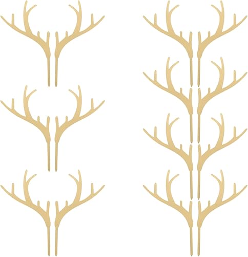 Miniatura 9 de DOITOOL 14 adornos de cornamenta para cupcakes de Navidad, ciervos de Navidad, ciervos, cupcakes, adornos acrílicos para pasteles, para baby shower,