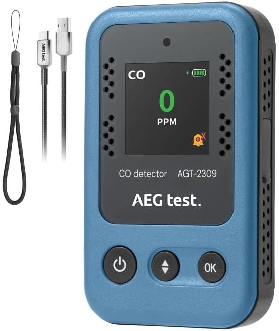 AGT-2309 Portable Carbon Monoxide Detector, 15-Day Standby, Recha...