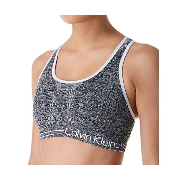 Calvin Klein Performance Women's Medium Impact Reversible Sports Bra (Standard and Plus Sizing), Heather Grey/White