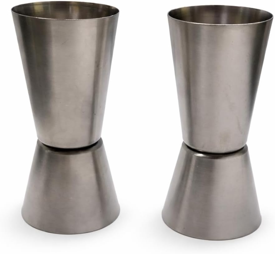 2-Tone Peg Measure Cup, Steel with Plain Finish Peg Measure Cup, 30 ml / 60 ml, Smooth Steel Plain Pack of 2 Pcs. Made Of Steel