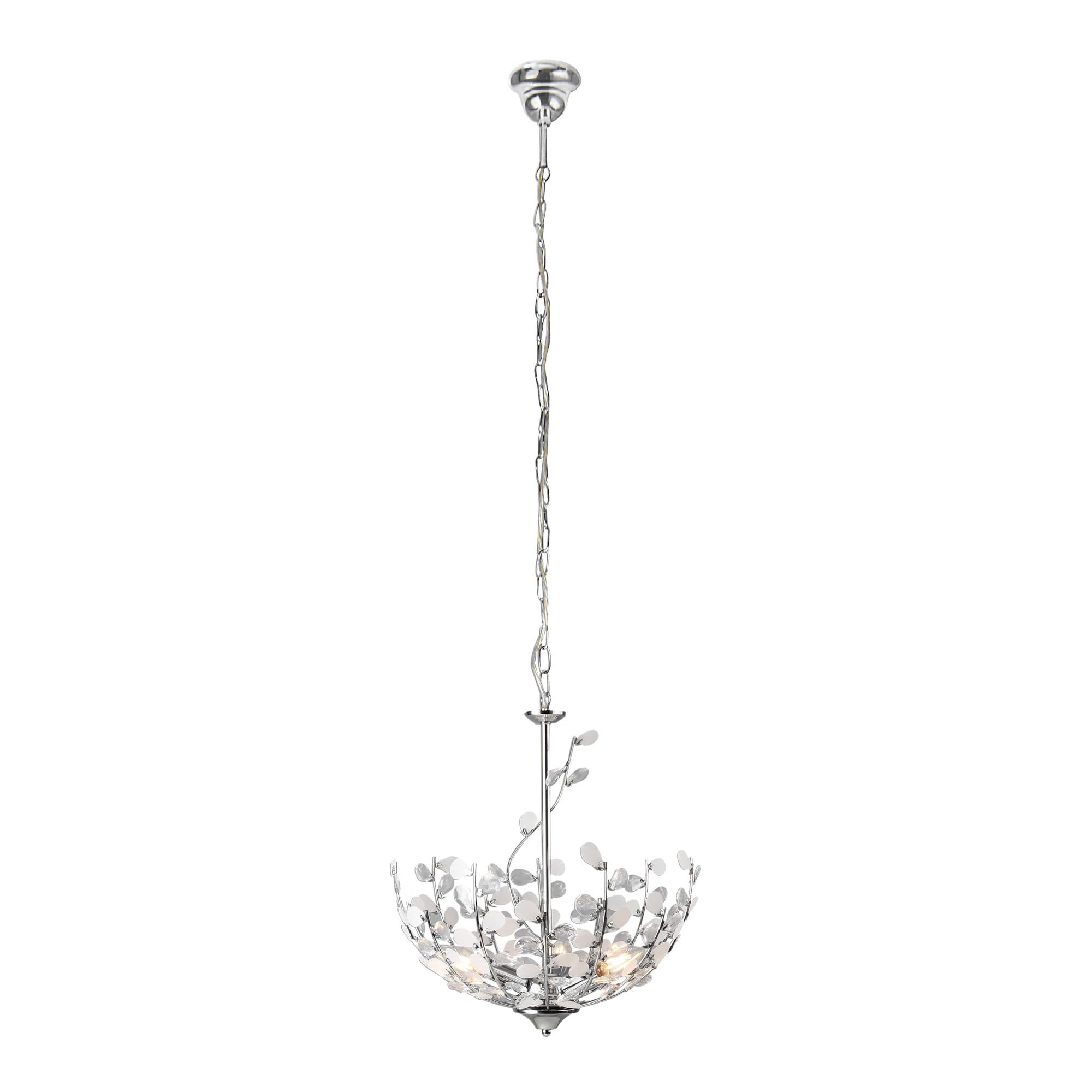 lux.pro Lampadario con Paralume in Metallo con Cristalli Artificiali Lampada a Sospensione con Cavo Regolabile Altezza 124 cm - Colore Cromo