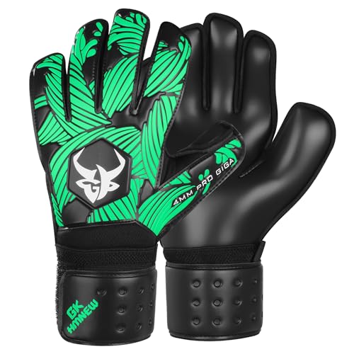 Soccer Goalkeeper Gloves Extreme Strong Control and Grip with Finger Protection High Performance Pro-Level Goalie Glove Anti-Slip Latex Palm Breathable comfortable for Kids Youth Adult (Green, 9)