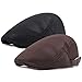 2 Pack Men Breathable mesh Summer hat Newsboy Beret Ivy Cap Cabbie Flat Cap Brown/black