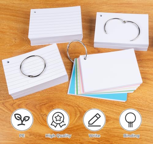 Agoer Cartões flash – 500 peças de cartões de revisão de linha, cartões de índice de 125 x 85 mm, ca