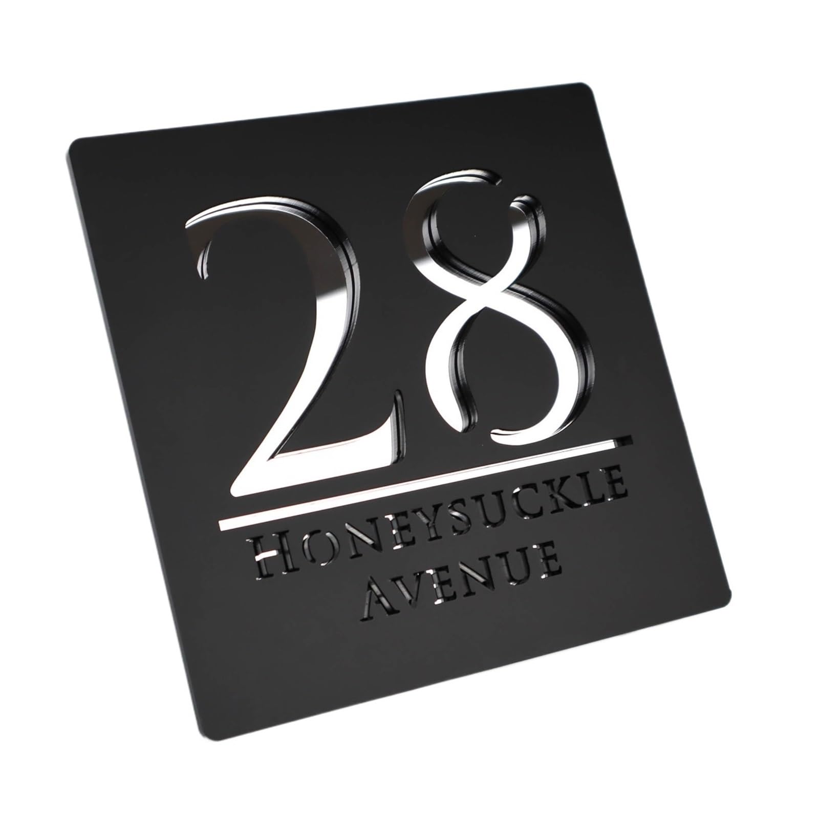 1 Uds. Números De Casa Modernos Acrílicos, Señal Puerta, Dirección Calle, Placas Y Letras 3D, Placa Decorativa for El Hogar Con Nombre for Exteriores(Black Silver,20X20CM)