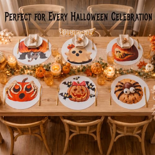 Halloween Placemats Set of 6,Silicone-Like Feel with Leather Texture - image 7