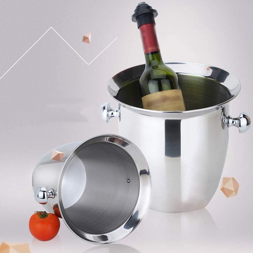 Cubitera Botella Vino Cubo de Hielo de Acero Inoxidable con manejo de Bebidas Redondas para el Recipiente de Hielo multifunción para el Bar de la Fiesta de la Fiesta de champán de Vino