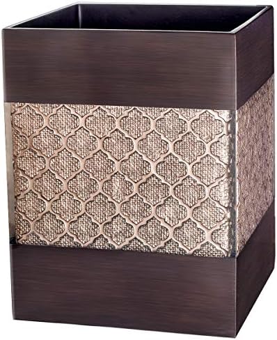 Creative Scents Brown Bathroom Trash Can - Small Waste Basket for Bathroom - Durable Space Friendly Waste Bin - Decorative Dust Bin for Elegant Bathroom, Bedroom Or Office Decor (Dahlia Style)
