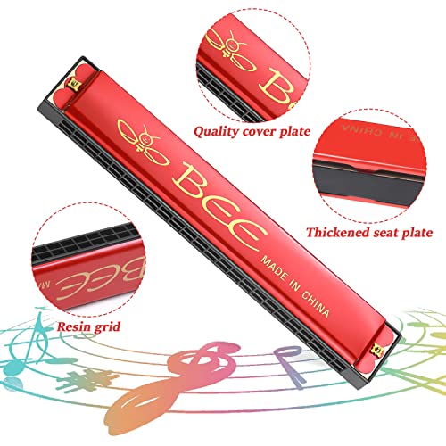 GZLCEU Lot de 2 harmonica pour enfants, 24 trous, bleu/rouge, pour professionnels, débutants, étudiants, adultes (aluminium/plastique) - Les Beatles, Paul McCartney, John Lennon, RIngo Starr, George Harrison GZLCEU Lot de 2 harmonica pour enfants, 24 trous, bleu/rouge, pour professionnels, débutants, étudiants, adultes (aluminium/plastique) – Image 4