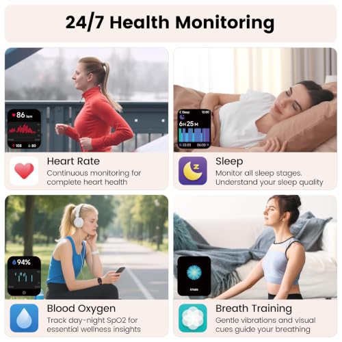 Image of Smart Watch with Alexa Built-in, 1.83 inch Touchscreen Fitness Tracker with Bluetooth Call, Fitness Watch with Heart Rate /Sleep Monitor /120+ Sports, IP68 Waterproof Smartwatch for Android iOS, Burgundy