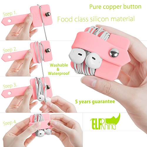 Image of Cord Organizer Earbuds Holder Earphones Wrap Headset Headphone Wrap Winder Cord Manager Cable Winder Pink