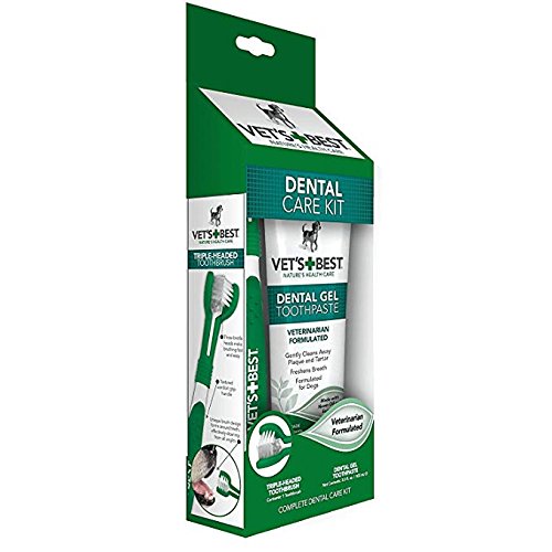 Vet's Best Dog Enzymatic Toothpaste and Toothbrush Plaque and Tartar Fighter Dental Care Kit Made in USA