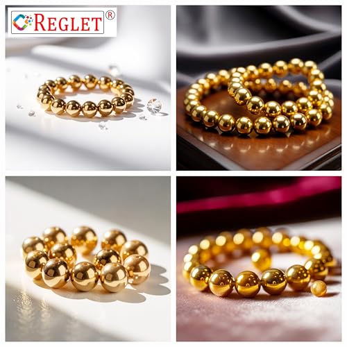 Image of 200 Pcs Golden Pearl Beads for Jewellery Making Kit | Bead Bracelet Making for Women Girls Kids | Crystal Beads for Craft | Pearls for Craft | 12mm | 200g