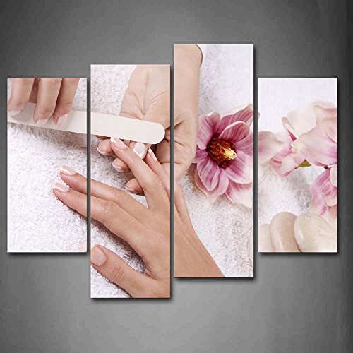 Pink Flowers Cabblestones Someone is Nail-Painting Wall Art Painting Pictures Print On Canvas Art The Picture for Home Modern Decoration