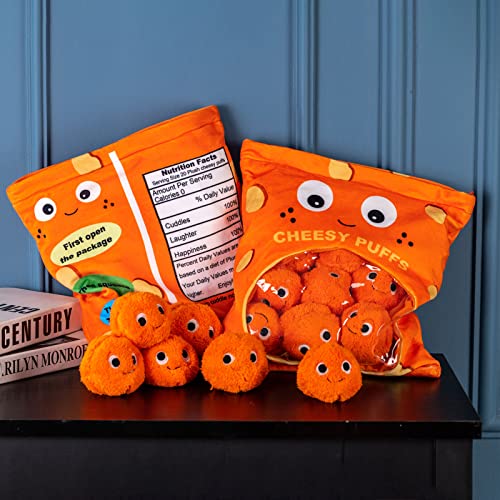Suvia Cheesy Puffs Plush Toy Balls,Puff Cheese Puff Stuffed Toy Game Pillow Cushion Cute Plush Pillow Throw Pillow,Creative Removable Stuffed Animal Toys (Small 6 Balls) #TOP3