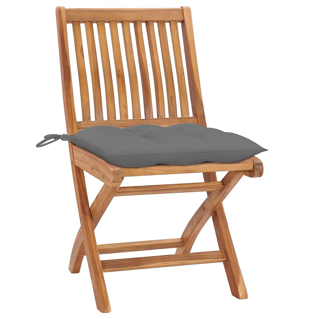 vidaXL 4X Madera Maciza Teca Sillas de Jardín Plegables con Cojines Sillón Exterior Terraza Balcón Patio Asiento Butaca Muebles Mobiliario Duradera