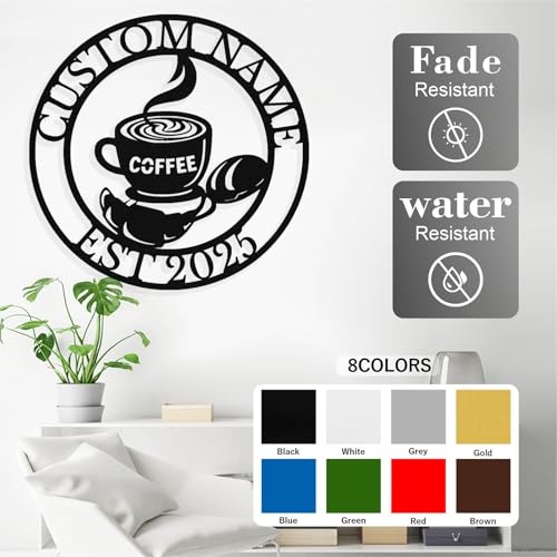 Image of Personalized Coffee Metal Sign, Custom Coffee Bar Signs, Custom Name Signs for Cafe Station, Coffee Wall Art Decor for Kitchen, Cafe Shop Decor, Cafe Lover Gift