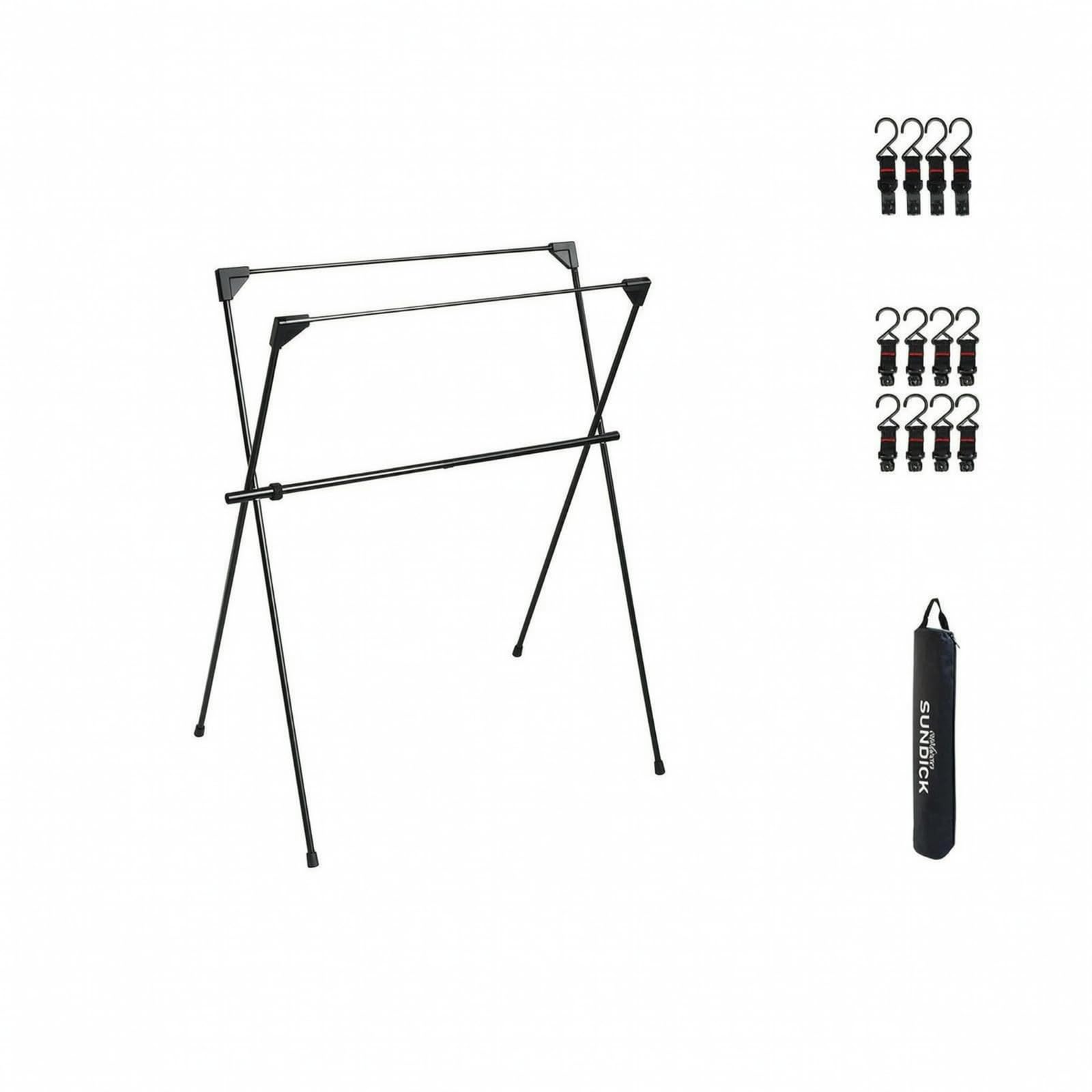 Amagogo Outdoor Lagerregal Camping Hängeregal Aufbewahrungsständer Organizer Hakenleiste mit Robustem Dreiecksrahmen aus Metallverbund Tragbar mit Tragetasche für Zeltlager Festival Garten