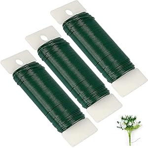 Alambre floral verde, paquete de 3 cables flexibles de calibre 22 de 117 yardas para manualidades, coronas de Navidad, árboles, guirnaldas y arreglos florales