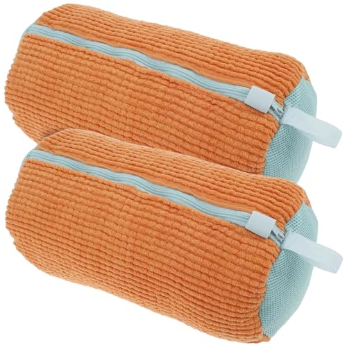 Bolsa for lavar zapatos, 2 unidades, red de algodón for lavandería, fibras esponjosas, fácil quitar la suciedad, organizador antideformación(Orange)