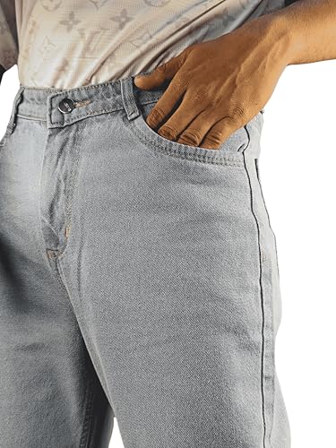Image of Men's Light Blue Relaxed Fit Jeans - Classic 5-Pocket, Straight Leg Denim Pants