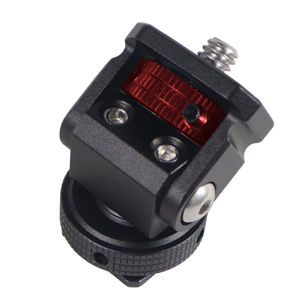 NovelGoal Camera Hot Shoe Monitor Flexible Tripod Adapter with Cold Shoe Mount Suitable for Microslr DSLRs with Hot/Cold Shoe Grooves Sports Camera Protective Frames (No Pin,Red)