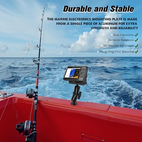Image of Aluminum Fish Finder Mount with 1.5 inch /C Size Ball, 5.9 inch Arm Marine Electronics /Depth Finder Mount. High Salt Water Resistant, Compatible with Garmin, Lowrance, Humminbird,and More