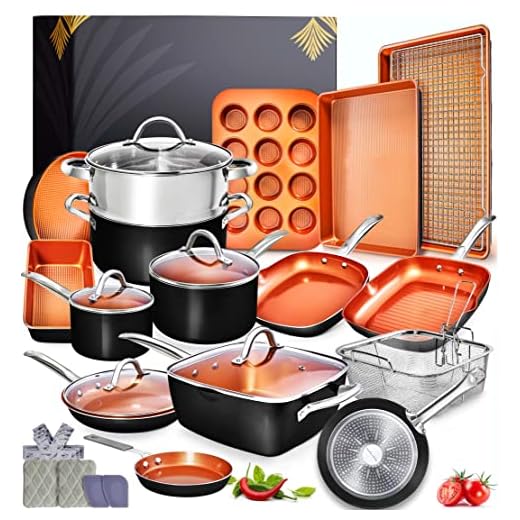 Copper Pots and Pans Set - 23pc Red Copper Cookware Set Copper Pan Set Ceramic Cookware Set Ceramic Pots and Pans Set Induction Cookware Sets Pot and Pan Set Pots and Pans Set Nonstick Cookware Set