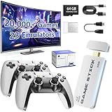 2026 Upgrade Wireless Retro Gaming Console Stick, Plug & Play Retro Game Console Built-in 20,000+ Classic Games and 23 Emulators with 4K HDMI Output and Dual 2.4G Controllers (64GB)