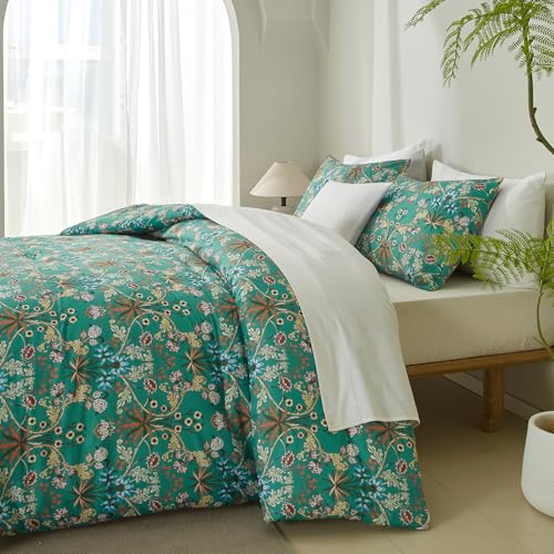 mixinni Twin XL Size Boho Comforter Set 3 PC - Fluffy Lightweight All Season Bedding with Vibrant Colored Flower Print, Includes 2 Pillowcases, Farmhouse Chic Style Bedding Set by mixinni - Image 4