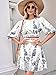 Floerns Women's Two Piece Outfit Boho Lantern Sleeve Blouse Top with Skirt Set White M