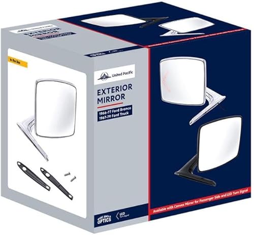 Miniatura 4 de United Pacific 111010 Espejo retrovisor lateral Rh=Lh, Exterior, Zinc Die Cast, Carcasa negra satinada y brazo de montaje