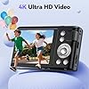 Macchina Fotografica Digitale 4K 48MP: Compatta con 16X Zoom - Fotocamera Vlog 1080P con Scheda 32GB Bambini e Bambine & Studenti & Principianti - Nero Camera