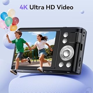 Macchina Fotografica Digitale 4K 48MP: Compatta con 16X Zoom - Fotocamera Vlog 1080P con Scheda 32GB Bambini e Bambine & Studenti & Principianti - Nero Camera