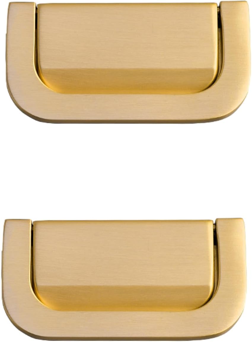 Tnbccxn 74Mm Long Concealed Handle Cabinet Handles, Cabinet Handles,2Pack Brass Drawer Wardrobe Sliding Door Invisible Gold(74Mm Long Concealed Handle)