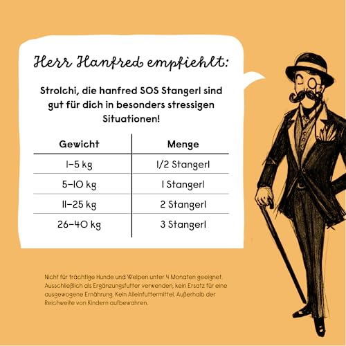 Beruhigungsmittel für Hunde – Hanfred SOS Stangerl mit Hühnerfleisch, Anti-Stress Snacks bei Angst & Nervosität – natürliche Hilfe bei Silvester, Autofahren – sofortwirkung & für Allergiker (3 x 65g)