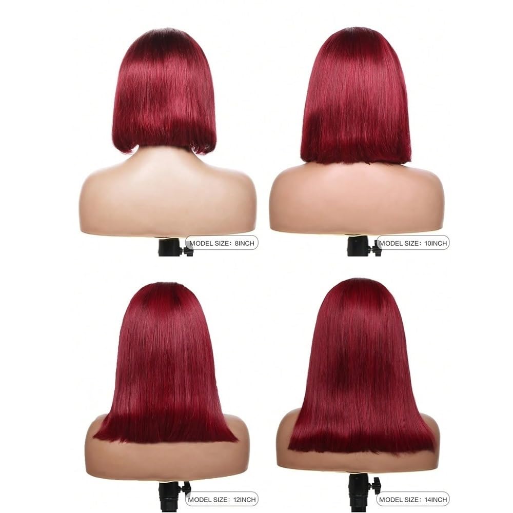 Parrucca Per Donna Parrucche anteriori in pizzo bordeaux densità 180% trasparenti(8inches)