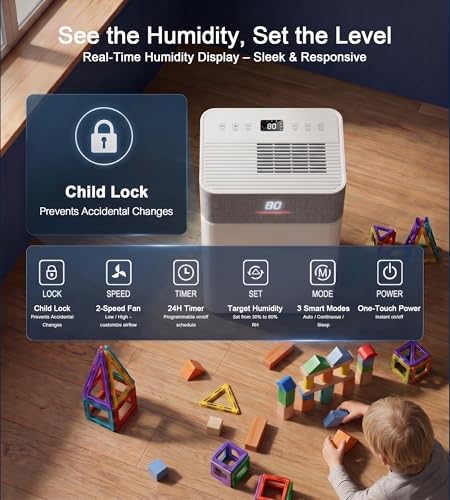 Image of Uthfy 4000 Sq. Ft. Dehumidifier w /WiFi for Basement, Max 55 Pints /D Dehumidifiers with Drain Hose, 24-H Timer, Child Lock, Auto Defrost, Intelligent Humidity Control for Bathroom, Bedroom, Home
