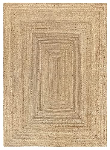 HAMID Alfombra Yute Alhambra Color Natural - Alfombra 100% Fibra de Yute, Trenzado a Mano, Alfombras de Salón, Comedor, Dormitorio, Pasillos, Color Natural (160x230cm)