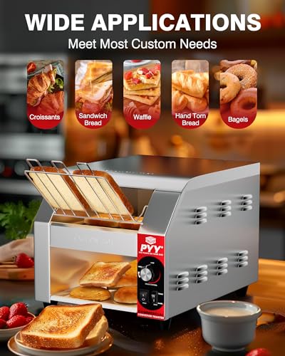 PYY-Commercial-Conveyor-Toaster-400-SlicesHour-Electric-Industrial-Belt-Toasters-Oven-Heavy-Duty-Stainless-Steel-Tostadora-Transportadora-for-Bun-Bagel-Bread-Waffle-Restaurant-Buffet-Catering-1800W