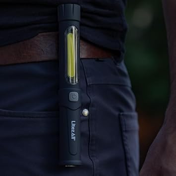 LitezAll 100 Lumen Task Light with Flashlight | Dual Mode LED Pocket Work Light with Magnetic Base & Pocket Clip | Rubber Coated High-Strength Resin | Battery Powered EDC Inspection Pen Light