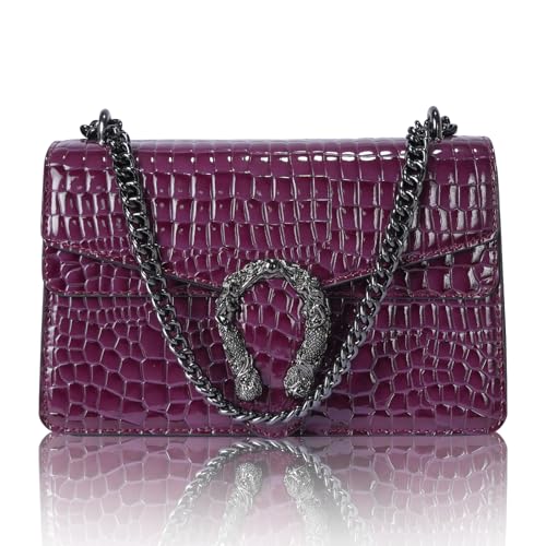 Image of Women's Crossbody Shoulder Bag Snake Print Satchel Purse Leather Chain Clutch Evening Handbag