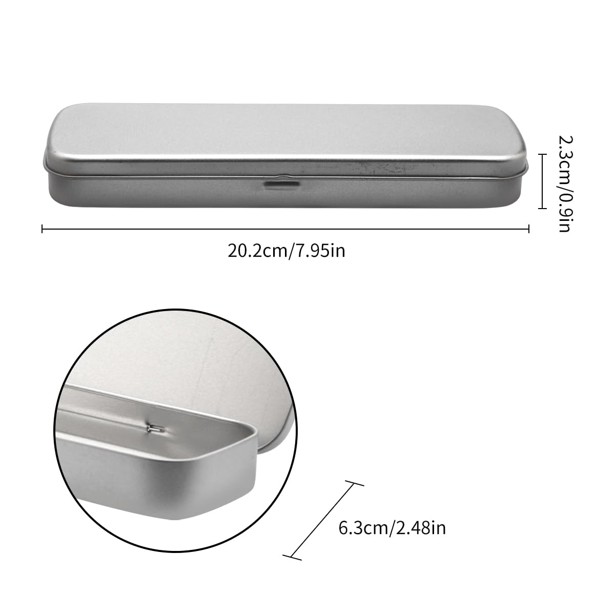 Tabanzhe Mini Portable Metal Pen Holder Stationery Pencil Box Makeup Brush Organiser, Silver Slim Pen Case - Image 2