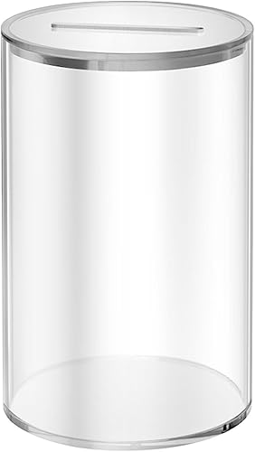 Tarro acrílico para ahorrar dinero, caja de ahorros abierta, 1 alcancía transparente de acrílico libre de arañazos con diseño liso y redondeado,