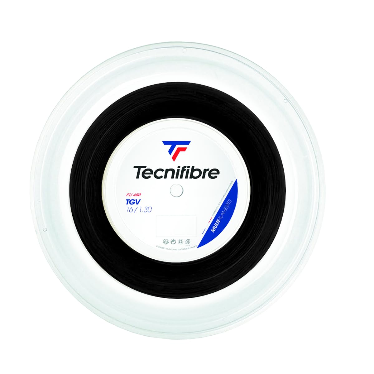 Tecnifibre Tgv 200M Schwarz Tennis Rotolo di Corde Multifilamento Nero 1,30