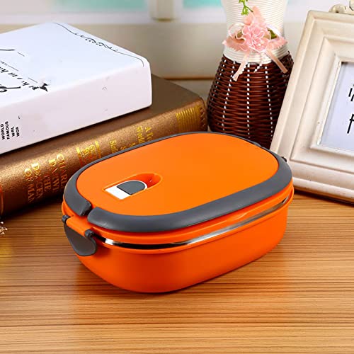 ZJchao Thermal Lunch Box for Hot Food, Stainless Steel Insulated Portable Lunch Warmer Box Orange Food Heater (Single Layer)